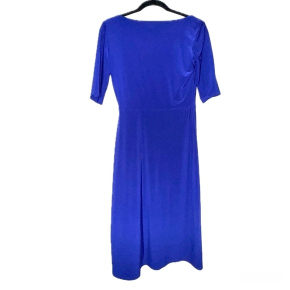 Lauren Ralph Lauren Elegant Blue Ruched Asymmetrical Sheath Dress - Picture 3 of 5